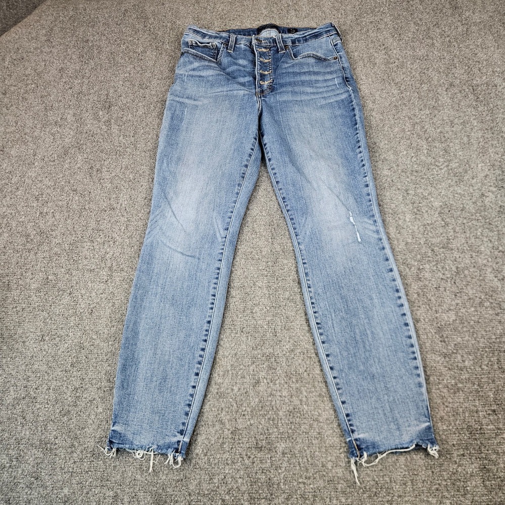Lucky Brand Bridgette High Rise Skinny Ankle Jeans Blue Button Fly 10/30 Raw Hem